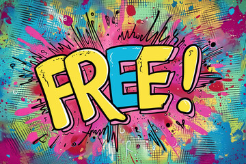 Obraz premium Word Free written in pop art style