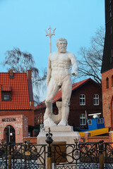  15/02/2023 Hel city with Neptun sculpture in front of museum and church. Hel, Poland. © fotomaster