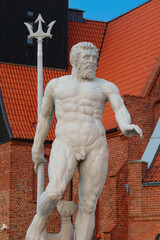  15/02/2023 Hel city with Neptun sculpture in front of museum and church. Hel, Poland. © fotomaster
