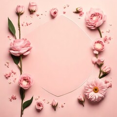 Fototapeta na wymiar pink roses and a frame