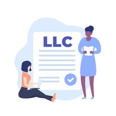 LLC, Limited Liability Company vector illustration with people
