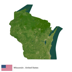 Wisconsin, States of America Topographic Map (EPS)