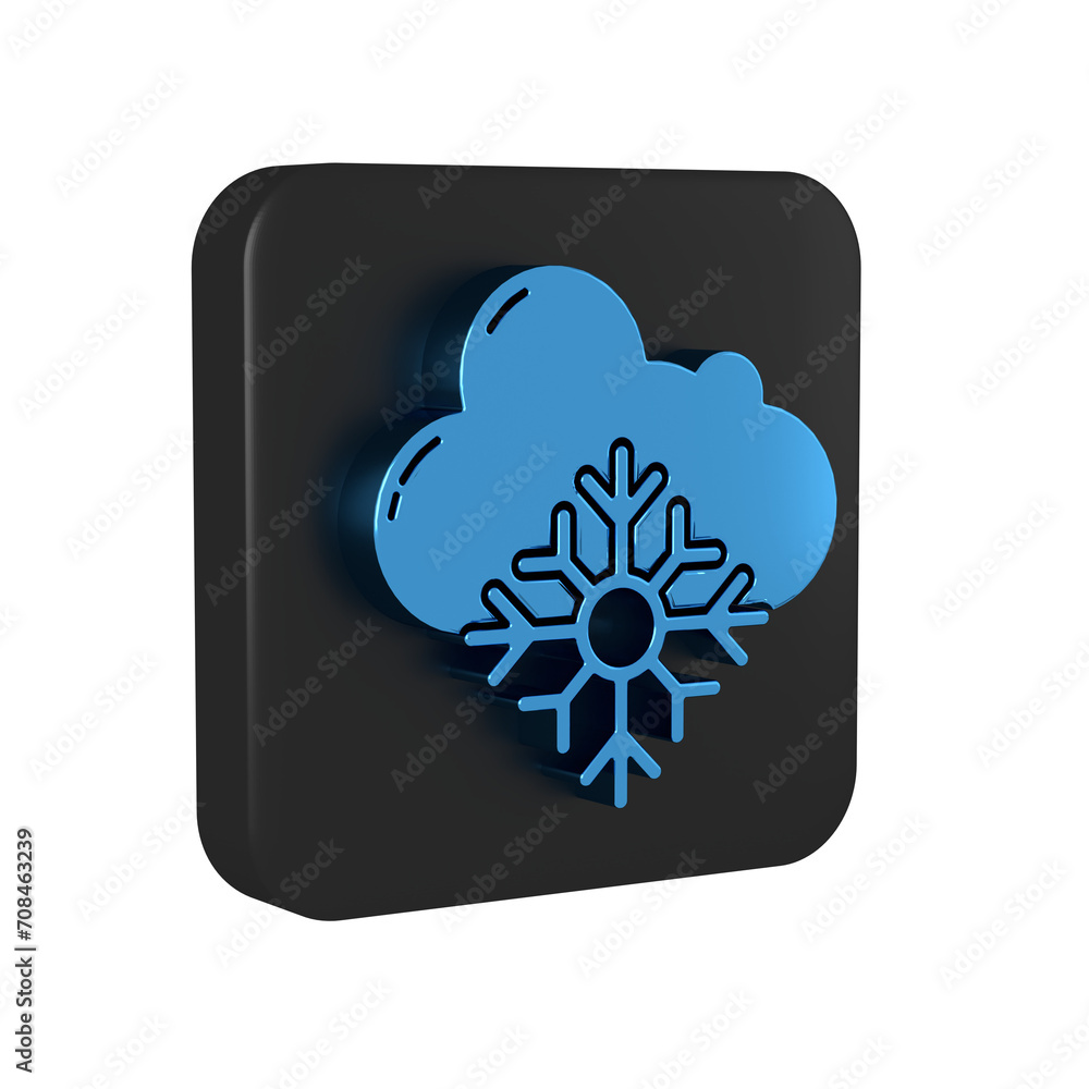 Sticker blue cloud with snow icon isolated on transparent background. cloud with snowflakes. single weather 