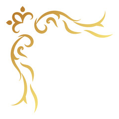 Gold elegance vintage corner and frame element. Ornamental curl vector. Classic swirl line ornament. Filigree design calligraphic decoration for frame, greeting card, invitation, menu, certificate.