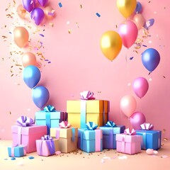 gift boxes and balloons