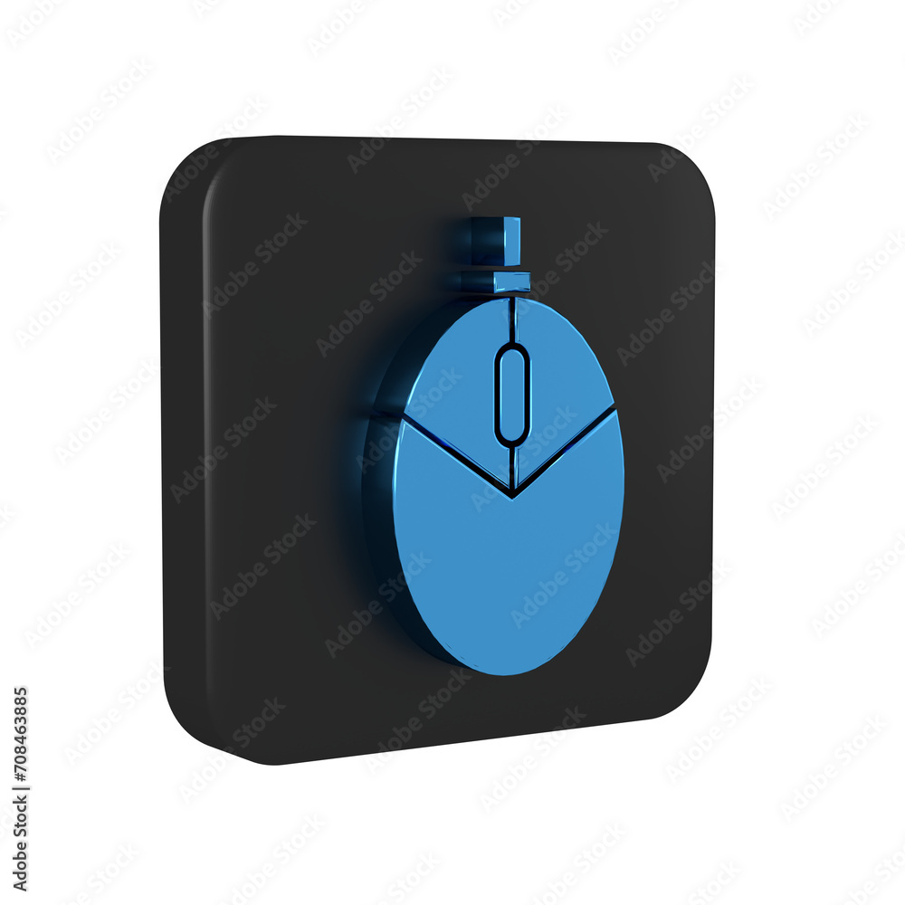 Poster blue computer mouse gaming icon isolated on transparent background. optical with wheel symbol. black
