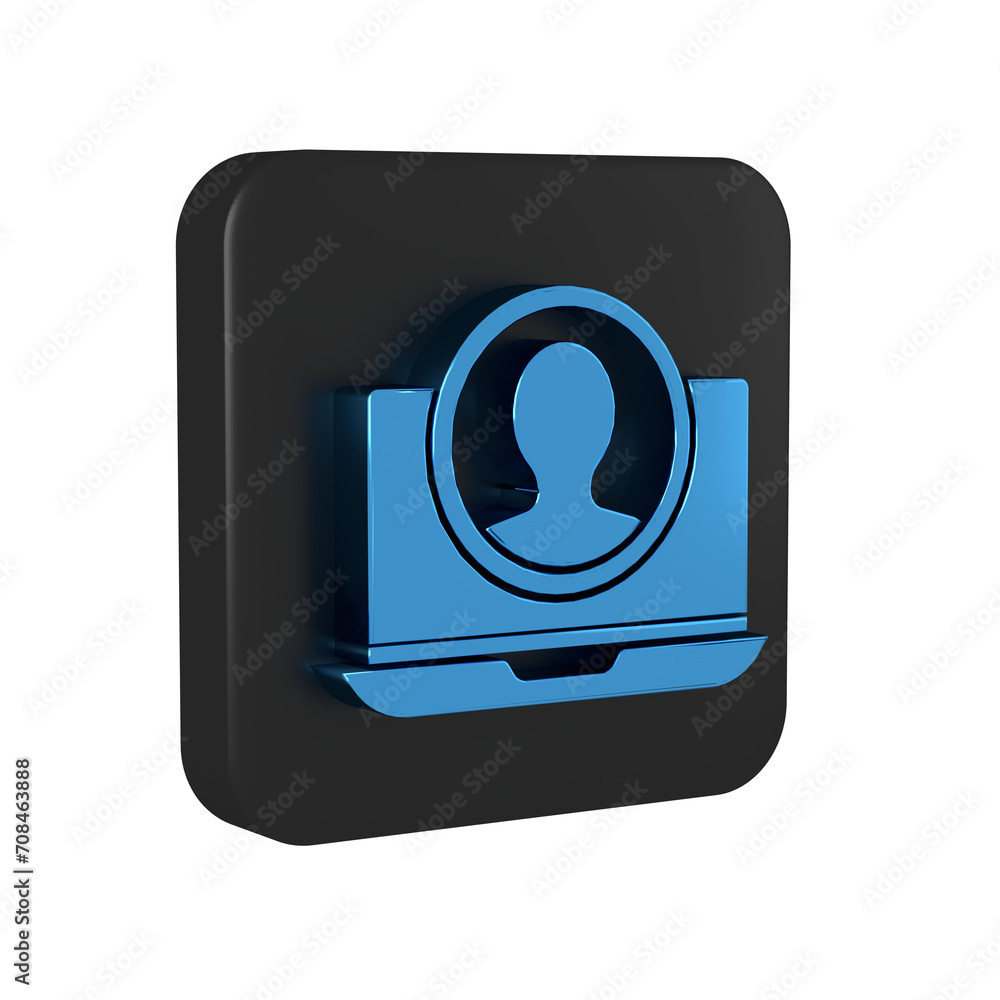Poster blue create account screen icon isolated on transparent background. black square button.