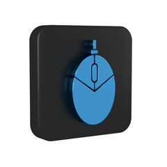 Blue Computer mouse gaming icon isolated on transparent background. Optical with wheel symbol. Black square button.