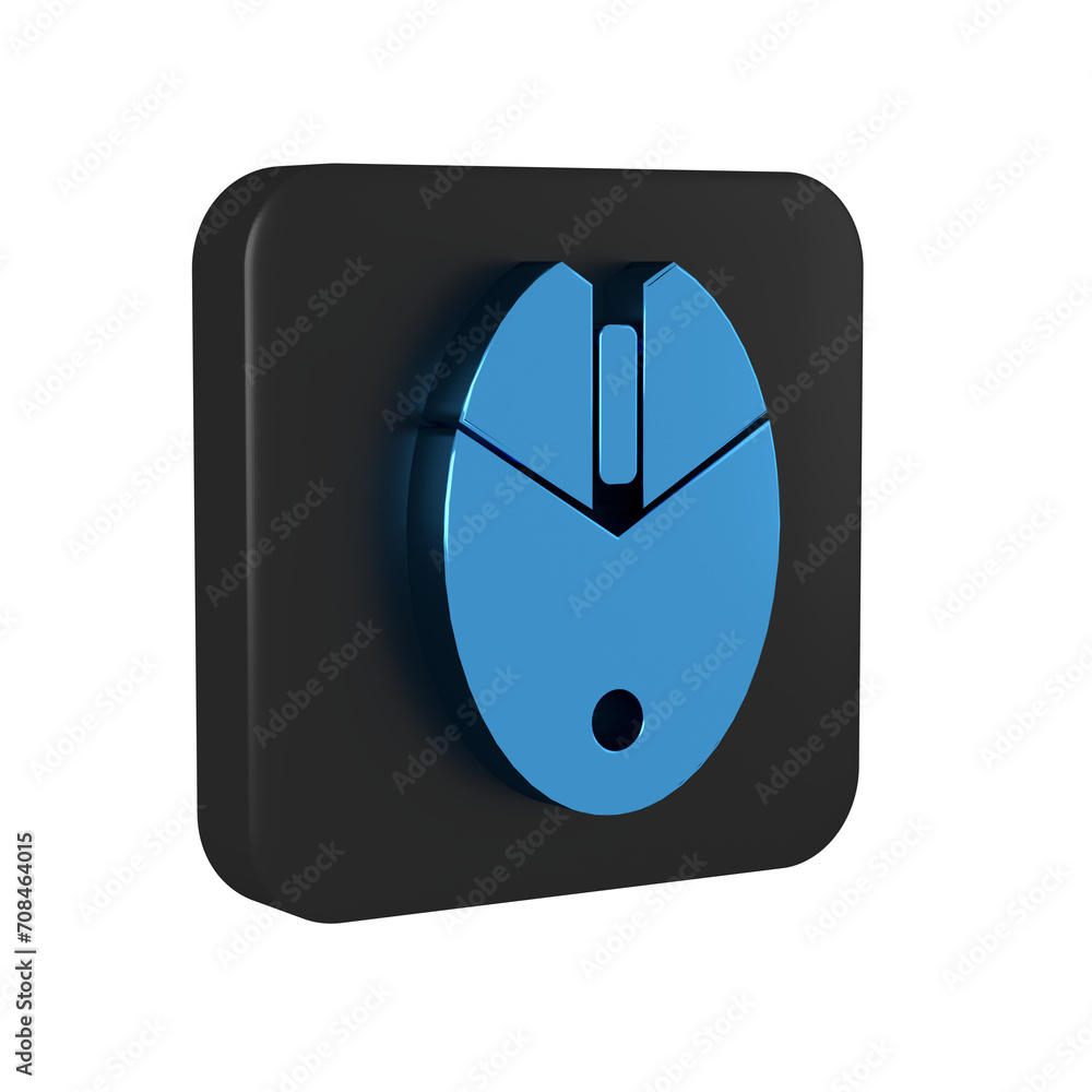 Poster blue computer mouse gaming icon isolated on transparent background. optical with wheel symbol. black