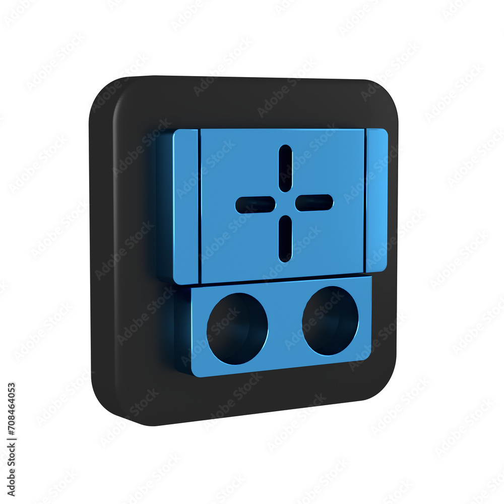 Poster blue portable video game console icon isolated on transparent background. gamepad sign. gaming conce