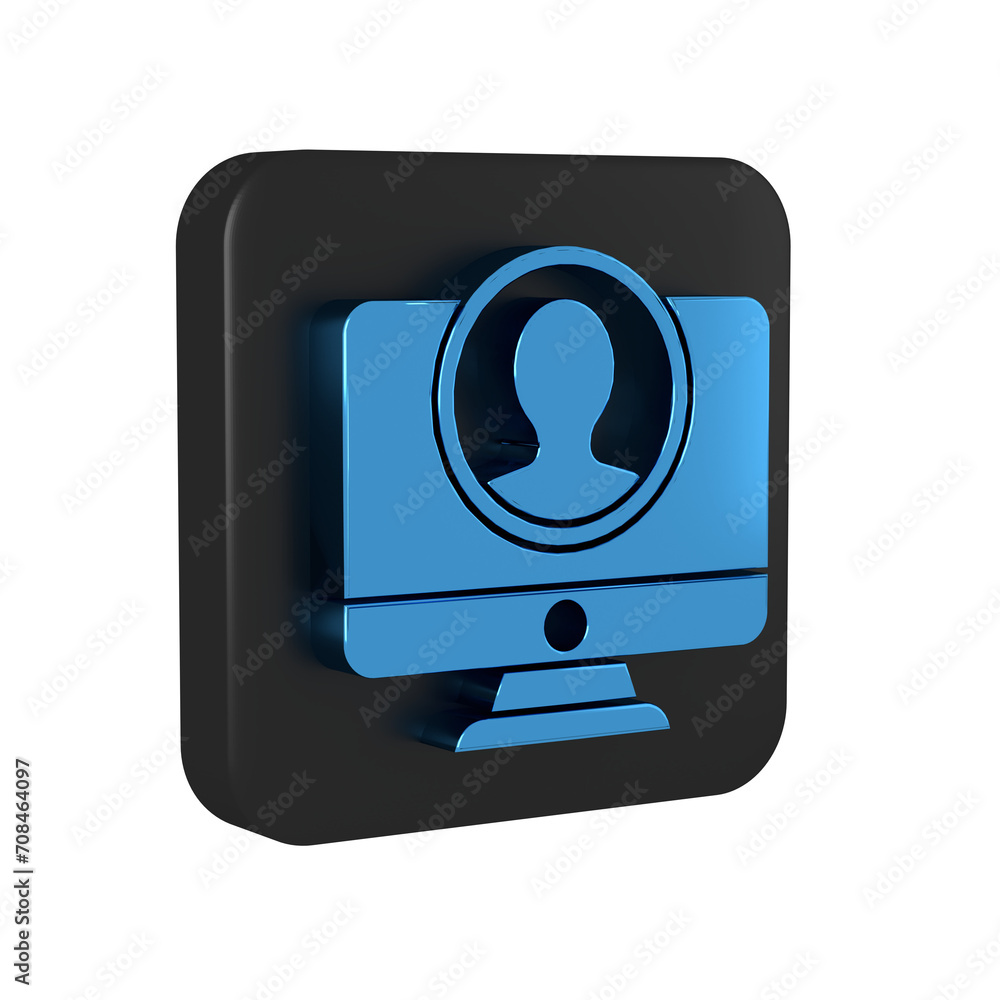 Aufkleber blue create account screen icon isolated on transparent background. black square button.