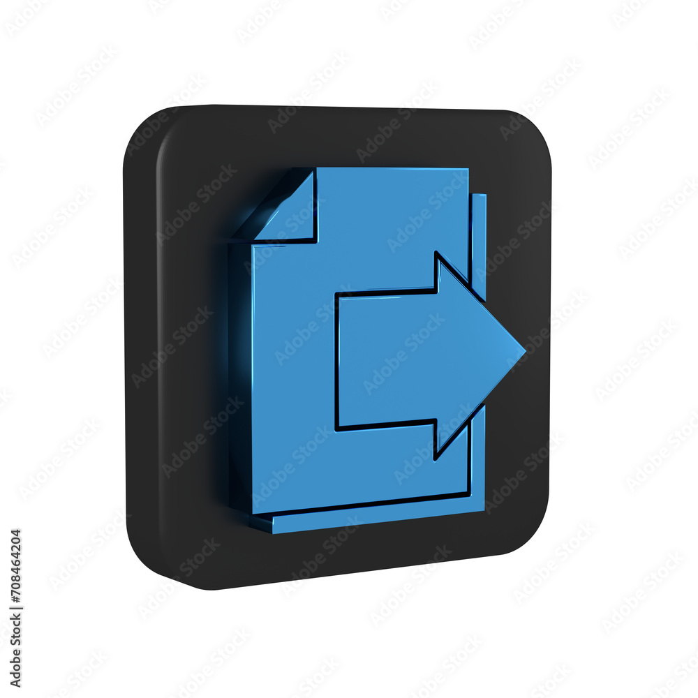 Poster blue next page arrow icon isolated on transparent background. document file with arrow. send documen