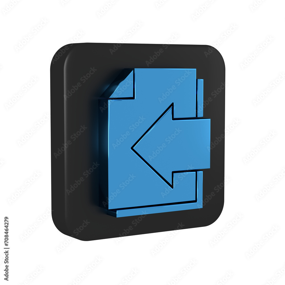 Poster blue next page arrow icon isolated on transparent background. document file with arrow. send documen