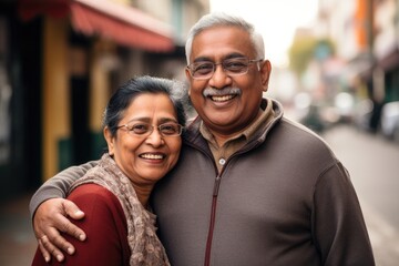 Portrait of a Joyful Middle-Aged Indian Couple Generative Ai