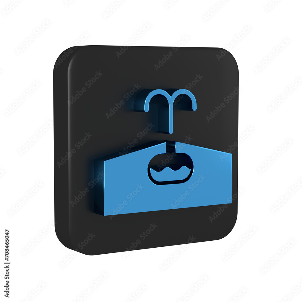 Poster Blue Oilfield icon isolated on transparent background. Natural resources, oil and gas production. Black square button.