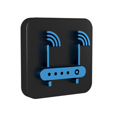 Blue Router and wi-fi signal symbol icon isolated on transparent background. Wireless ethernet...