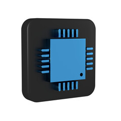 Blue Computer processor with microcircuits CPU icon isolated on transparent background. Chip or cpu...