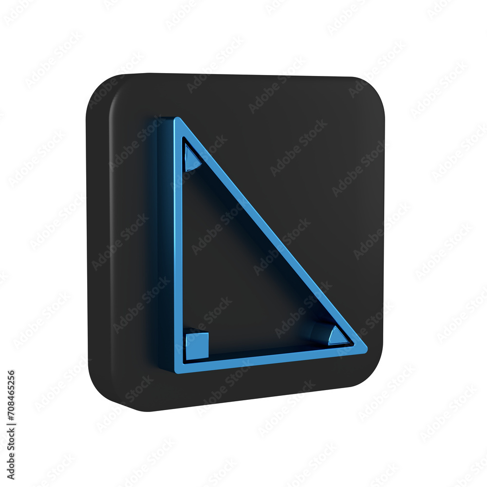 Poster blue triangle math icon isolated on transparent background. black square button.