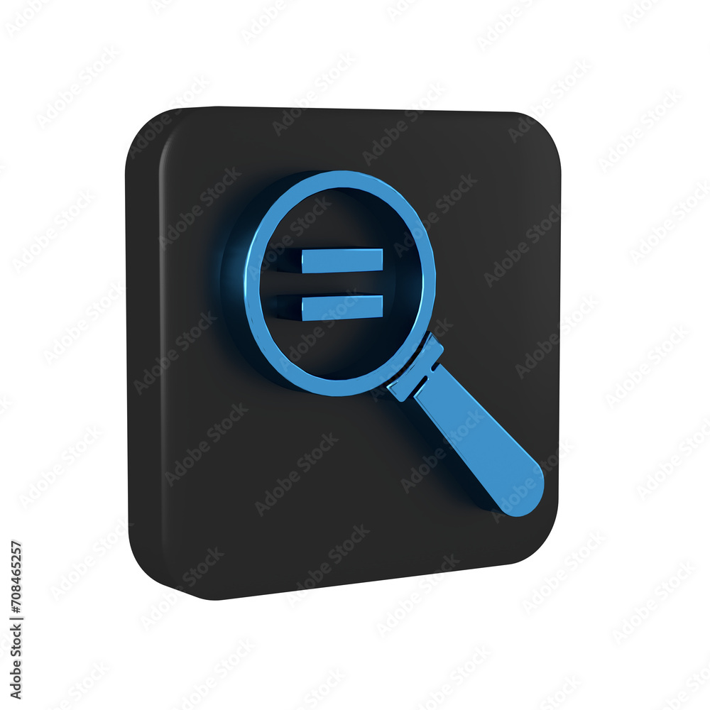 Poster blue calculation icon isolated on transparent background. black square button.