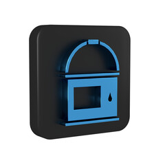 Obraz premium Blue Paint bucket icon isolated on transparent background. Black square button.