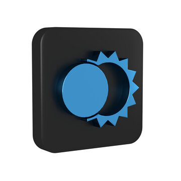 Blue Eclipse of the sun icon isolated on transparent background. Total sonar eclipse. Black square button.