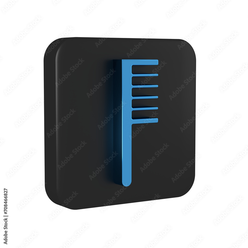 Wall mural blue hairbrush icon isolated on transparent background. comb hair sign. barber symbol. black square 