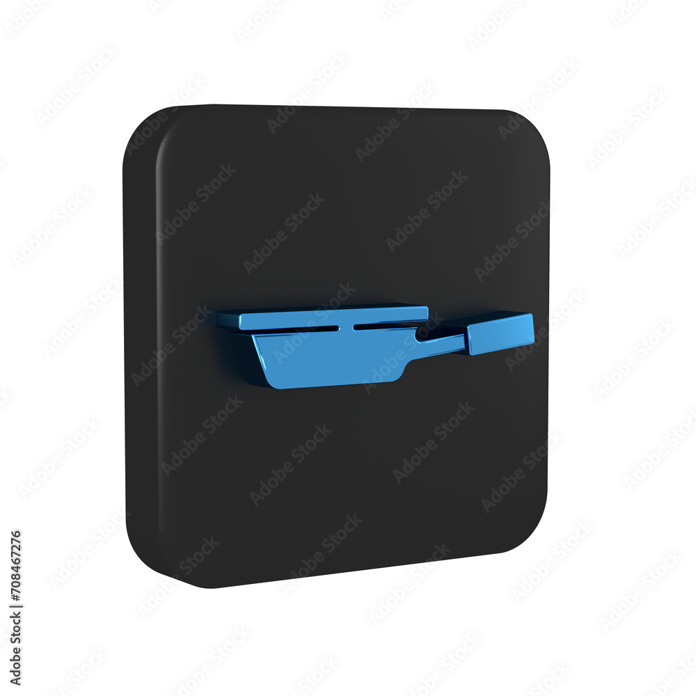 Wall mural blue frying pan icon isolated on transparent background. fry or roast food symbol. black square butt