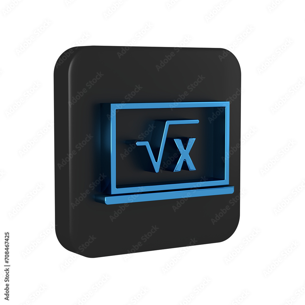 Aufkleber blue square root of x glyph on chalkboard icon isolated on transparent background. mathematical expr