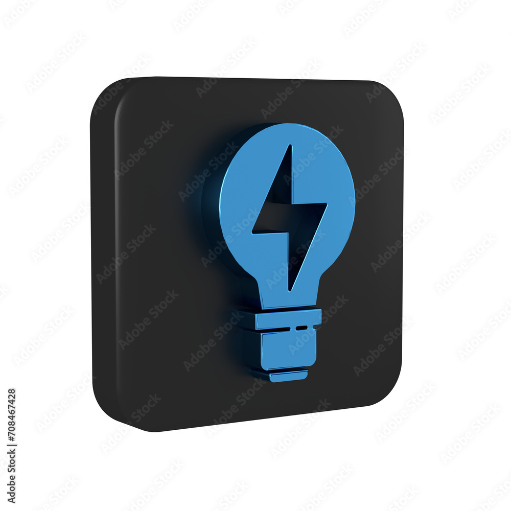 Aufkleber blue light bulb with lightning symbol icon isolated on transparent background. light lamp sign. idea