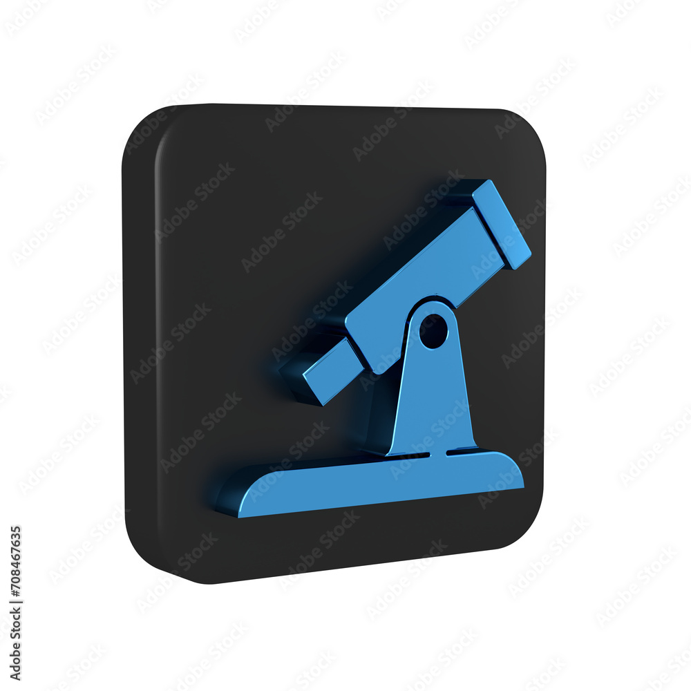 Sticker blue telescope icon isolated on transparent background. scientific tool. education and astronomy ele