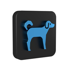 Blue Dog icon isolated on transparent background. Black square button.