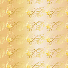 Gold Floral Repeating Background.  Golden floral pattern flower ornament Vector illustration