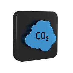 Blue CO2 emissions in cloud icon isolated on transparent background. Carbon dioxide formula, smog...