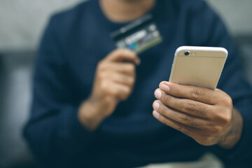 phone and credit card for online shopping