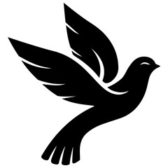Elegant Dove Silhouette Vector: Symbol of Peace, Tranquility, and Grace in Black.