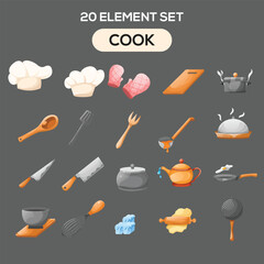 cooking illustration set elements