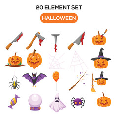 Illustration of halloween theme set elements