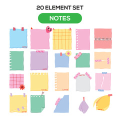 Illustration of notes theme set elements