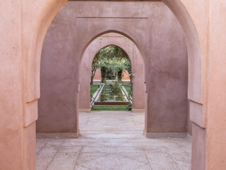 marrakech morocco garden courtyard arch