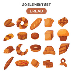 Bread theme set element illustration