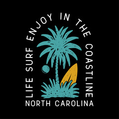 Surflife in coastline vector illustration