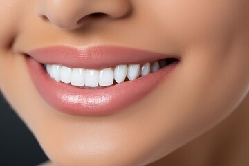 Fototapeta premium Beautiful Woman with Sparkling White Teeth and Captivating Smile in Close-Up Portrait
