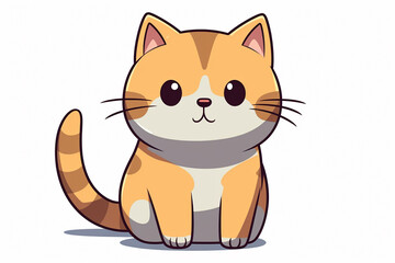 Obraz premium Cute Cat Cartoon Illustration created with Generative AI