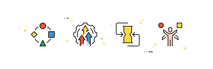 Efficiency, performance, productive, multitasking, result, concentration, operation and strategy illustration.	
