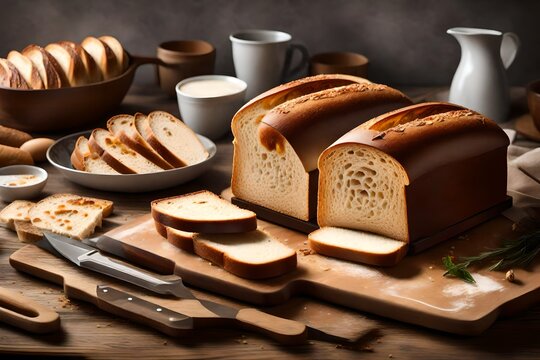 A sleek toaster browning slices of artisanal bread, creating a delightful breakfast scene.