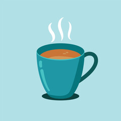 Coffee or tea cup mug evaporation vapour flat illustration