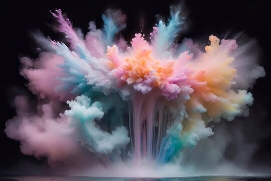 powder exploding forming gellyfish. AI generated illustration