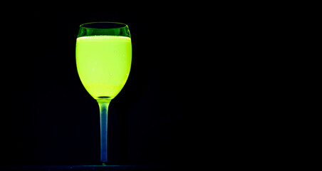 Glowing drinks under UV light