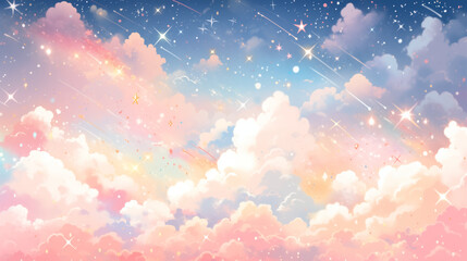 雲と星と空のパステル背景