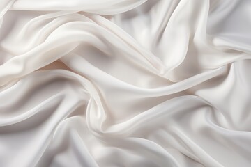 Obraz premium Closeup of elegant crumpled pure white silk fabric cloth luxury background design and texture